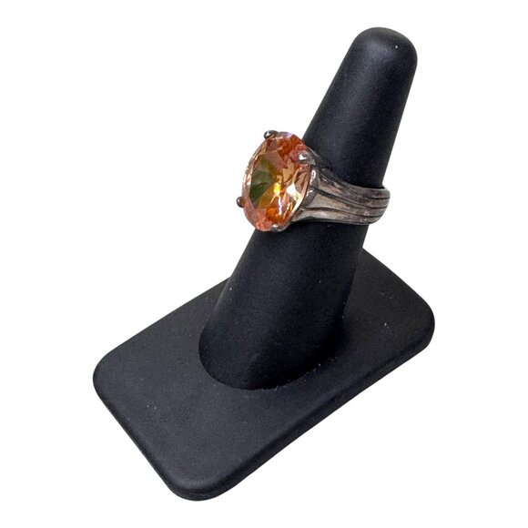 Silpada Sterling Silver 925 Your Highness Poppy Orange CZ Ring Size 6 Statement - Picture 2 of 11